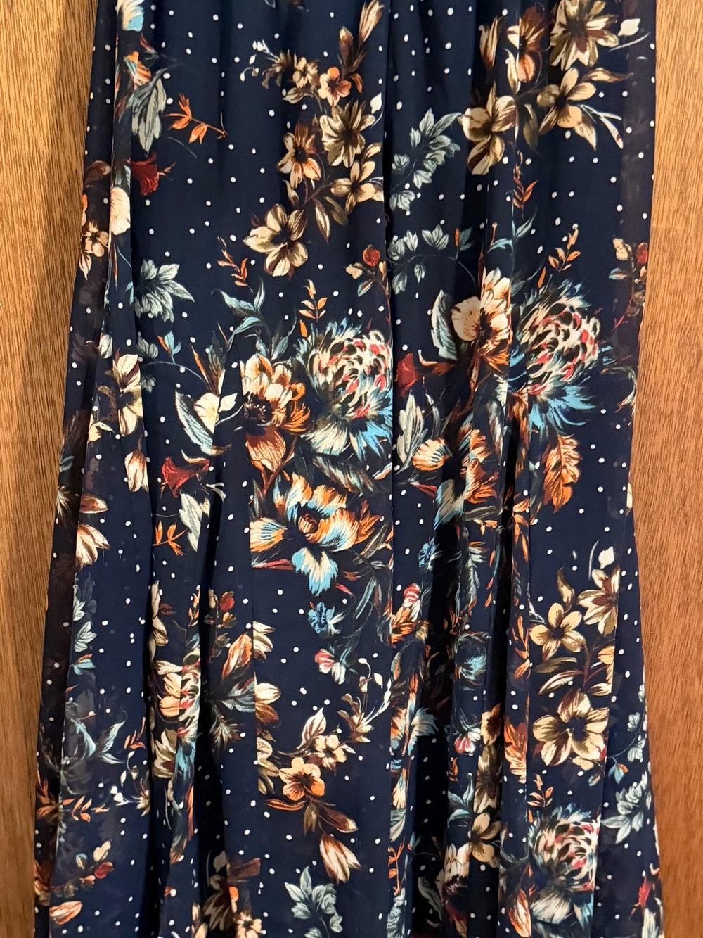 Lapis Navy Floral Maxi Skirt with Multicolor Blooms